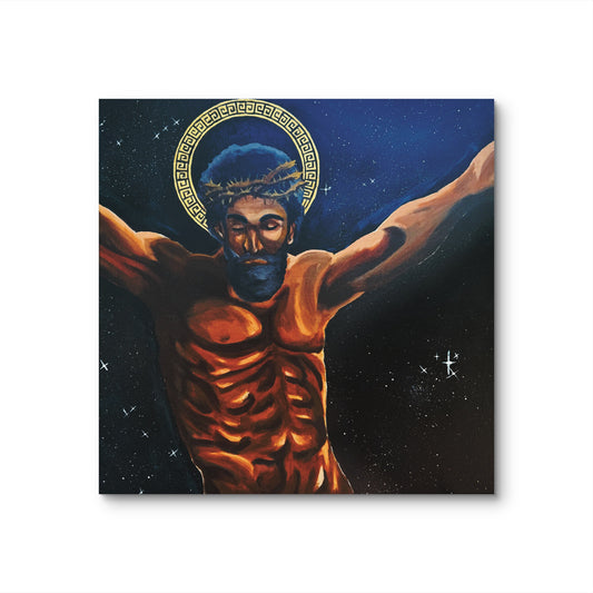 “He Who Conquers” 24x24 In, OIl & Gold Leaf on Canvas