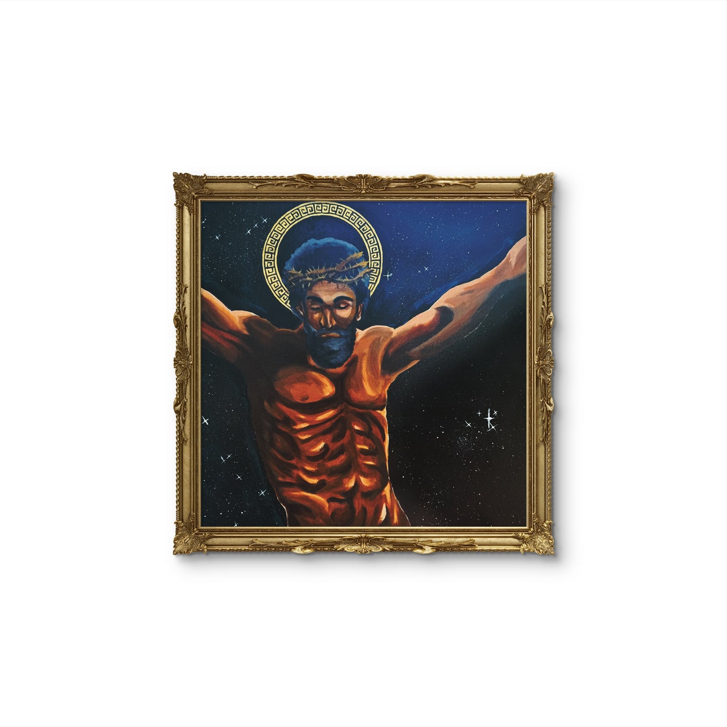 “He Who Conquers” 24x24 In, OIl & Gold Leaf on Canvas